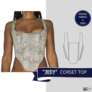 Corset Top, Pdf Top Pattern, Digital Sewing Pattern, Downloadable Pattern, Corset Crop Top