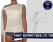 Asymmetrical Top, Tie Top Pattern, One Shoulder Top, Off Shoulder Pattern, Pdf Top Pattern, Digital Sewing Pattern, Downloadable Pattern