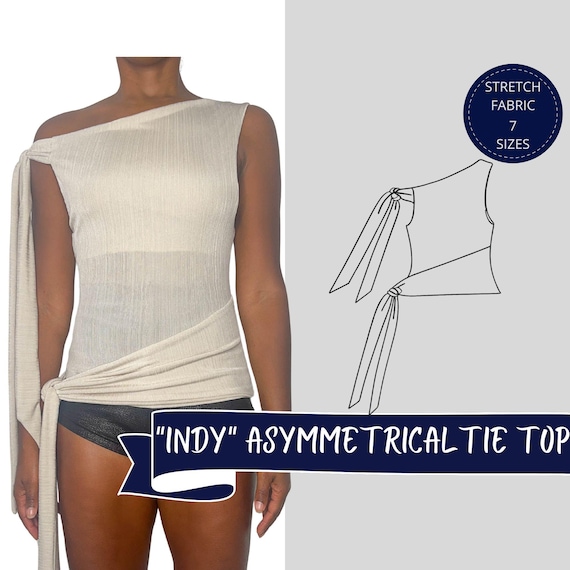 Asymmetrical Top, Tie Top Pattern, One Shoulder Top, Off Shoulder Pattern, Pdf Top Pattern, Digital Sewing Pattern, Downloadable Pattern