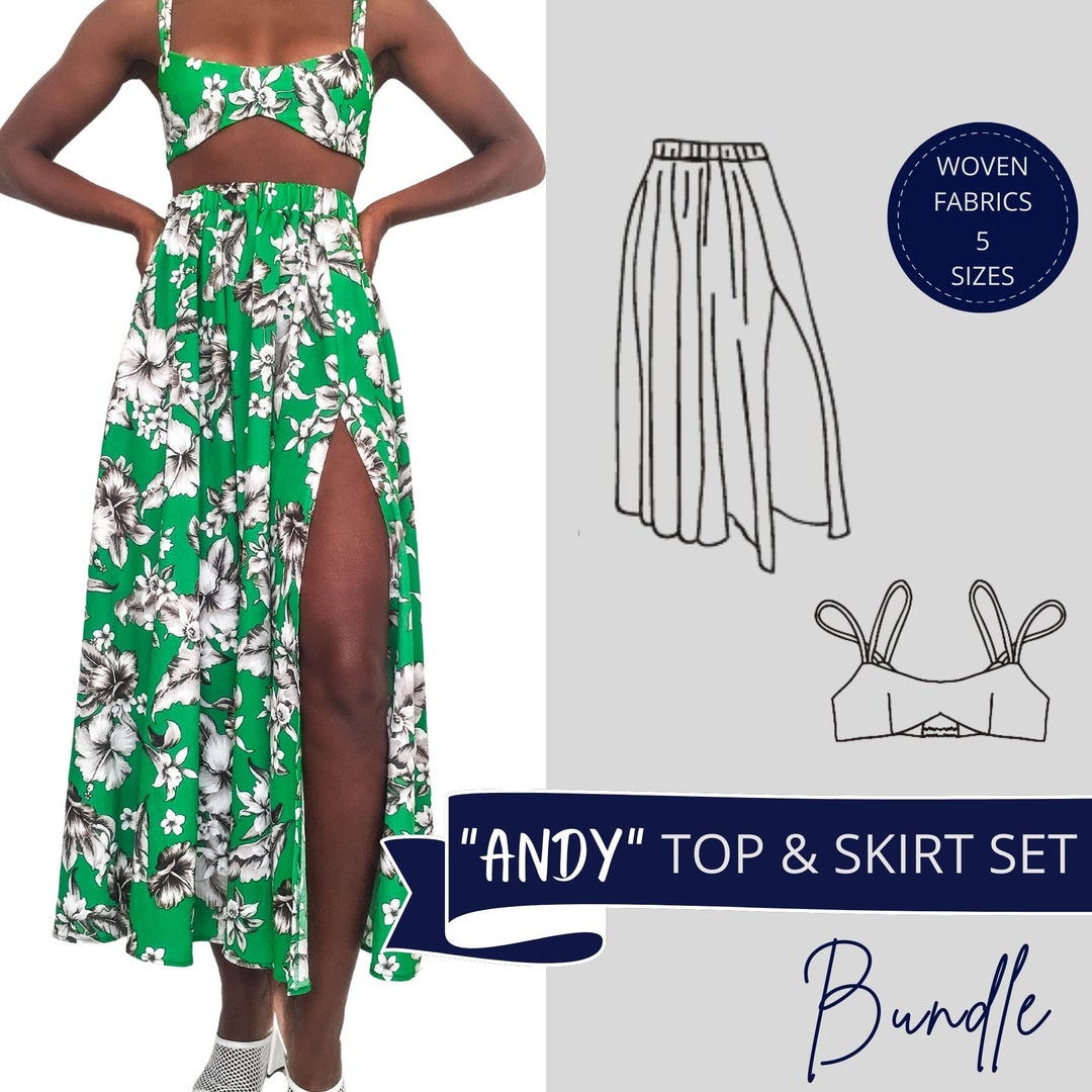 Openwork Cropped Tank and Split Skirt Set main image 0