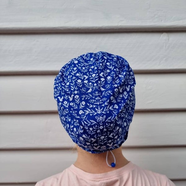 Blue and White Spring Scrub Cap