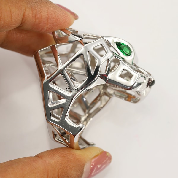 Emerald Panther Ring, Panther Engagement Ring, Jaguar Ring, Animal Jewelry, Panther Head, Animal Inspire Diamond Ring, Men-Women's Ring