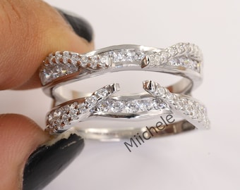 Wrap Guard Enhancer Round Moissanite Ring, 14K Gold Ring, Wrap Guard Band, Wraps For Ring, Anniversary Spacer Band, Wrap Guard Band