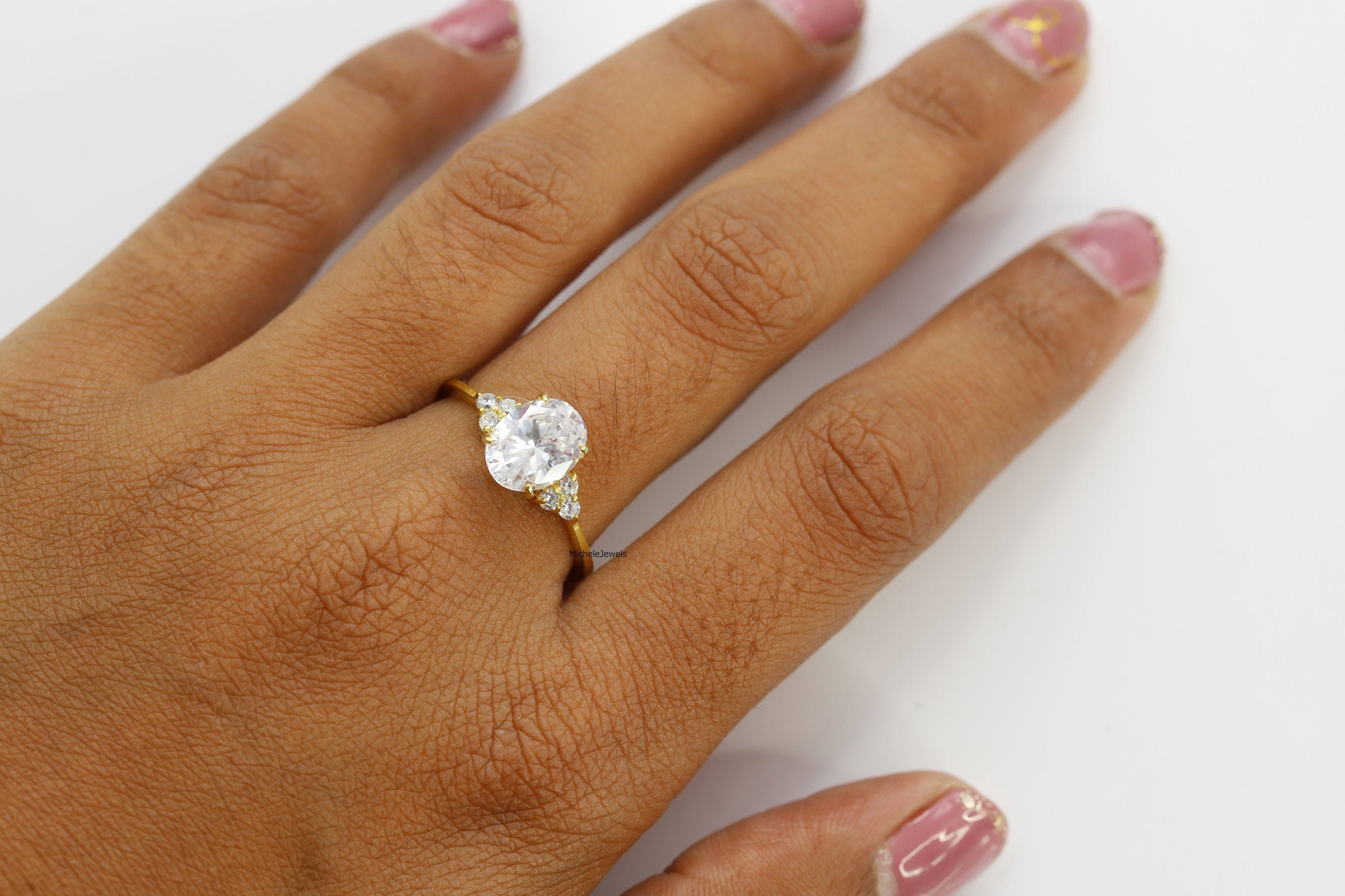 2ct Oval Simulated Diamond Engagement ring 14K Yellow Gold Etsy