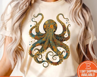 Vintage Octopus Graphic T-Shirt: Beach Sea Animal Tee
