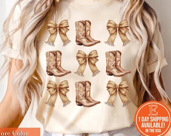 Coquette Cowgirl Shirt, Western Boots and Bows Tee