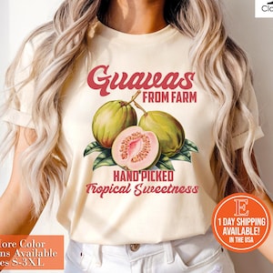 Guavas Retro Commercial Graphic Shirt, Vintages Guavas Label T-Shirt, Exotic Fruit Lover Tee, Cute Unisex Adult Graphic T Shirt, Cool Gift