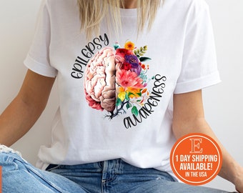 Epilepsy Awareness T-Shirt, Brain Ribbon Graphic Tee