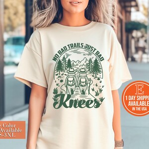 面白いハイキングシャツ：レトロなアドベンチャーTシャツ、悪いトレイルはなし、悪い膝だけギフト