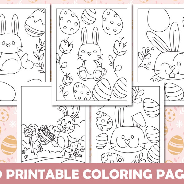 Easter Coloring Pages, 30 Printable Easter Coloring Pages for Kids, Boys, Girls, Teens, Easter Egg Hunt, Rabbit/Bunny, Easter Party Activity