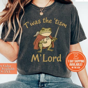 T&#39;was the &#39;Tism M&#39;Lord Shirt, Funny Autism Shirt, Autism Gift, Frog with a Sword Tee, Medieval Knight Frog, Weirdcore Meme Shirt