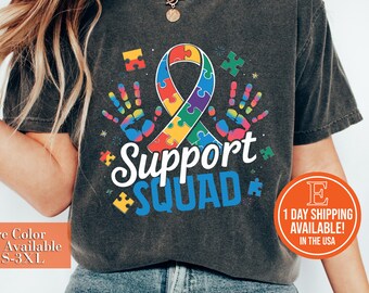 Autism Support Squad Shirt, Autism Awareness Puzzle Ribbon Tee