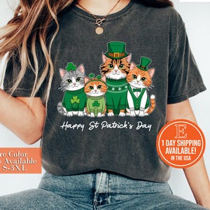 St Patricks Day Cats Sweatshirt, Funny Irish Cats Shirt, Patricks Day Shirt, Cat with Shamrocks Shirt, St Patty&#39;s Day, Gift For Cat Lover