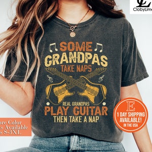 Grandpa Guitar Lover Men&#39;s T-Shirt, Dad Guitar Owner Tee For Him, Husband Guitarist Gift, Funny Guitar Gifts For Men, Father&#39;s Day Shirt