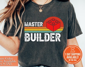 Master Builder Shirt: Retro Building Block Tee, Funny Dad Gift