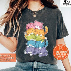 Gay Pride Cat Shirt, LGBT Kawaii Cats T-shirt, Cute Anime Rainbow Gift, Gay Pride LGBTQ Shirt, Lesbian T-shirt
