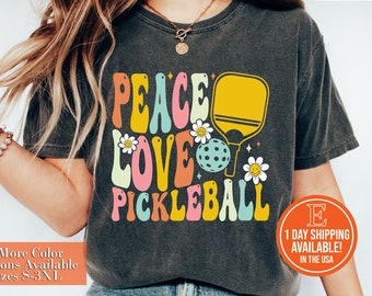 Peace Love Pickleball T-Shirt: Retro Style Pickleball Player Tee