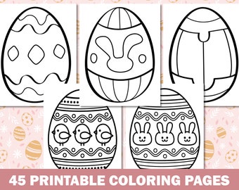 Easter Egg Coloring Pages for Kids Dozens of Eggs to Color, 45 Printable Easter Coloring Pages for  Boys, Girls, Teens, Easter Egg Hunt