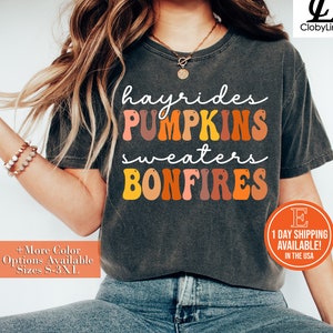 Flannels Hayrides Pumpkins Sweaters Bonfires, Thanksgiving Shirt, Cute Fall Shirt, Thanksgiving Tee, Pumpkin Spice Season Shirt