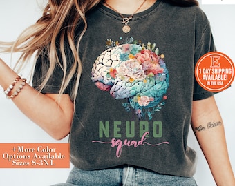 Neuro Squad Floral Brain Shirt, Neuro Nurse Tee