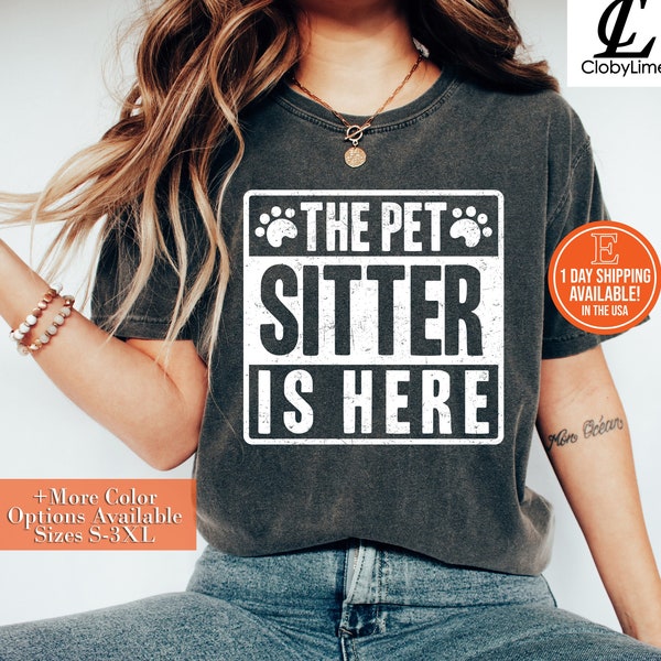 The Pet Sitter Is Here Shirt, Hoodie, Sweatshirt - Dog Walker Shirt, Cat Sitter Shirt, Dog Sitter Shirt, EKG Pulse Puppy Pet Sitting Shirt