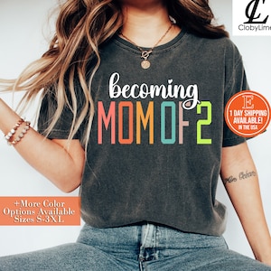 Future Mom of 2 (Custom) Tee for Mom of Two Pregnancy Announce, Cute Gift for Mom of 2 Daughters Mom of 2 Boys Mom of 2 Kids for Mothers Day