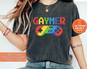 LGBT Gaymer Shirt, Hoodie, Sweatshirt - Gaymer Lesbian And Gay Pride LGBT Rainbow Flag Shirt, Rainbow Flag Gaymer Pride LGBTQ Gamer Gift Tee