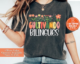 Cultivando Bilingues Shirt: Floral Spanish Teacher Tee