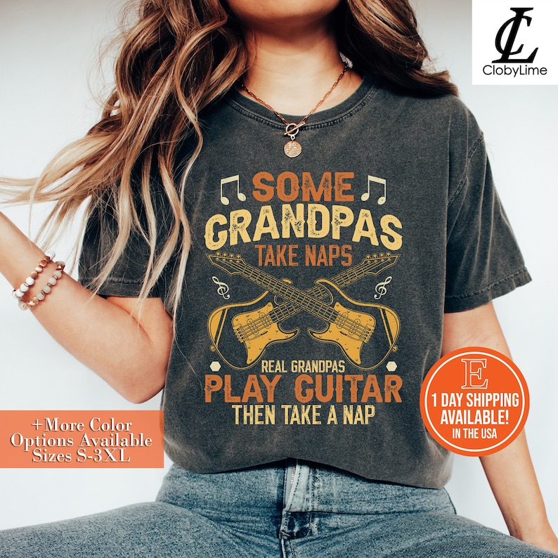 Grandpa Guitar Lover Men's T-Shirt, Dad Guitar Owner Tee For Him, Husband Guitarist Gift, Funny Guitar Gifts For Men, Father's Day Shirt