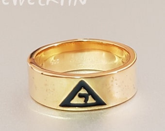 18 k gold filled Scottish Rite Freemason ring. masonic ring band with "Virtus Junxit Mors Non Separabit".