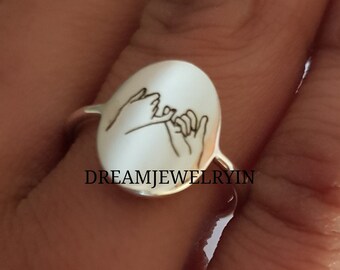 Bague de promesse personnalisée petit doigt Bague délicate personnalisée Bague tendance de tous les jours Bague à empiler Bague à empiler minimaliste Bague gravée