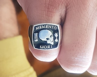 Memento Mori Ring, Mori ring, Skull ring, Lovely ring, Gift for him, Bague unique, Gift for her, New ring, Pinky ring, Heavy ring, Big mori