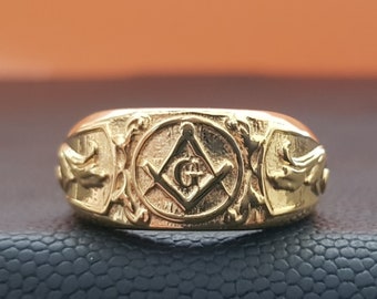 18k Gold Masonic Rings, 10k, 14k gold Masonic Rings, Freemason Ring, Master Mason Rings, Men's Masonic Rings, Women's Masonic Signet Ring