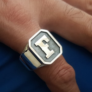 Personalized Letter Ring Custom Initial Ring with 925 sliver Hallmark.