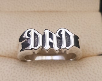 Sterling Silver Dad Ring,  Dad ring,  Father Curb, Mum Dad ring, Dad ring, Gift for mother, Gift for father, Heavy Dad ring, heavy ring