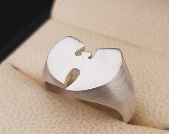 Solid sterling silver ring, Handmade ring, Mat finish Wu tang ring, Men wu ring, Bold men ring, Wu tang clan ring,  Gift for him.