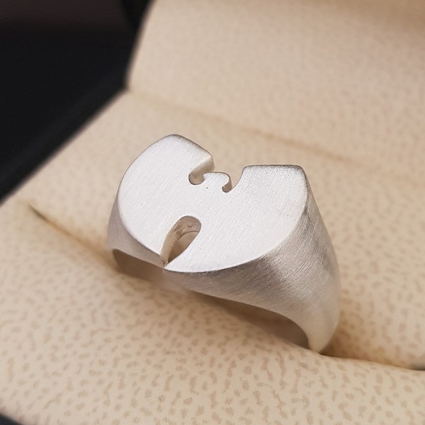 Solid sterling silver ring, Handmade ring, Mat finish Wu tang ring, Men wu ring, Bold men ring, Wu tang clan ring,  Gift for him.