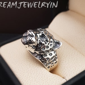 925 solid  jaguar ring leopard ring with 925 silver Hallmark.