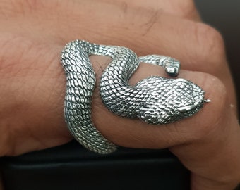 Bague serpent en argent sterling faite main : bijoux serpent punk
