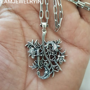 Cimaruta Charm Chain Necklace, Italian Folk Magic, Witchcraft Spell Solar Cross, Broom, Raven, Heart, Crescent Moon, Amulet Talisman & chain