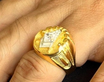 Anello con sigillo massonico in argento sterling fatto a mano: gioielli con simboli massonici