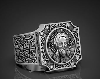Sterling Silver Jesus Christ Ring: Religious Prayer Band