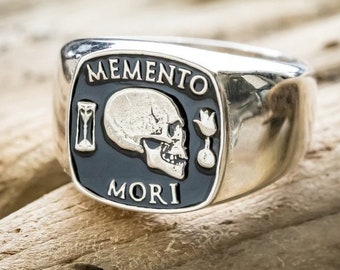 Memento Mori Ring, Mori ring, Skull ring, Lovely ring, Gift for him, Unique ring, Gift for her, New ring, Pinky ring, Heavy ring.