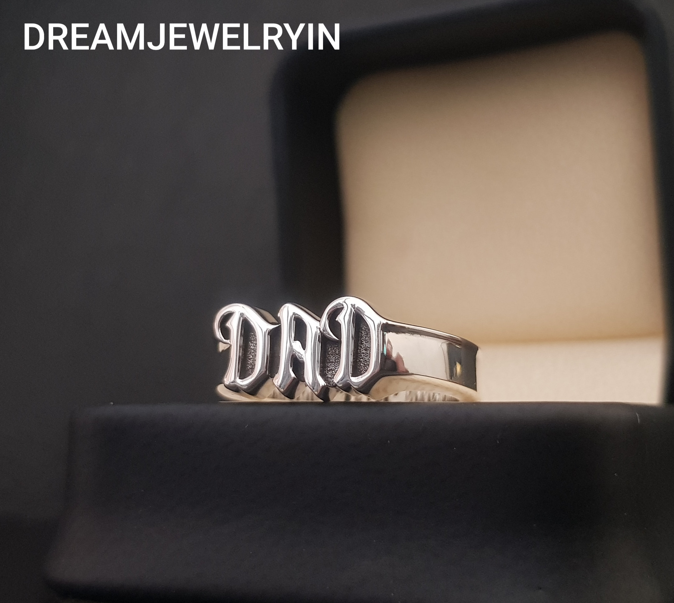 Sterling Silver Dad Ring, Dad Ring, Father Curb, Mum Dad