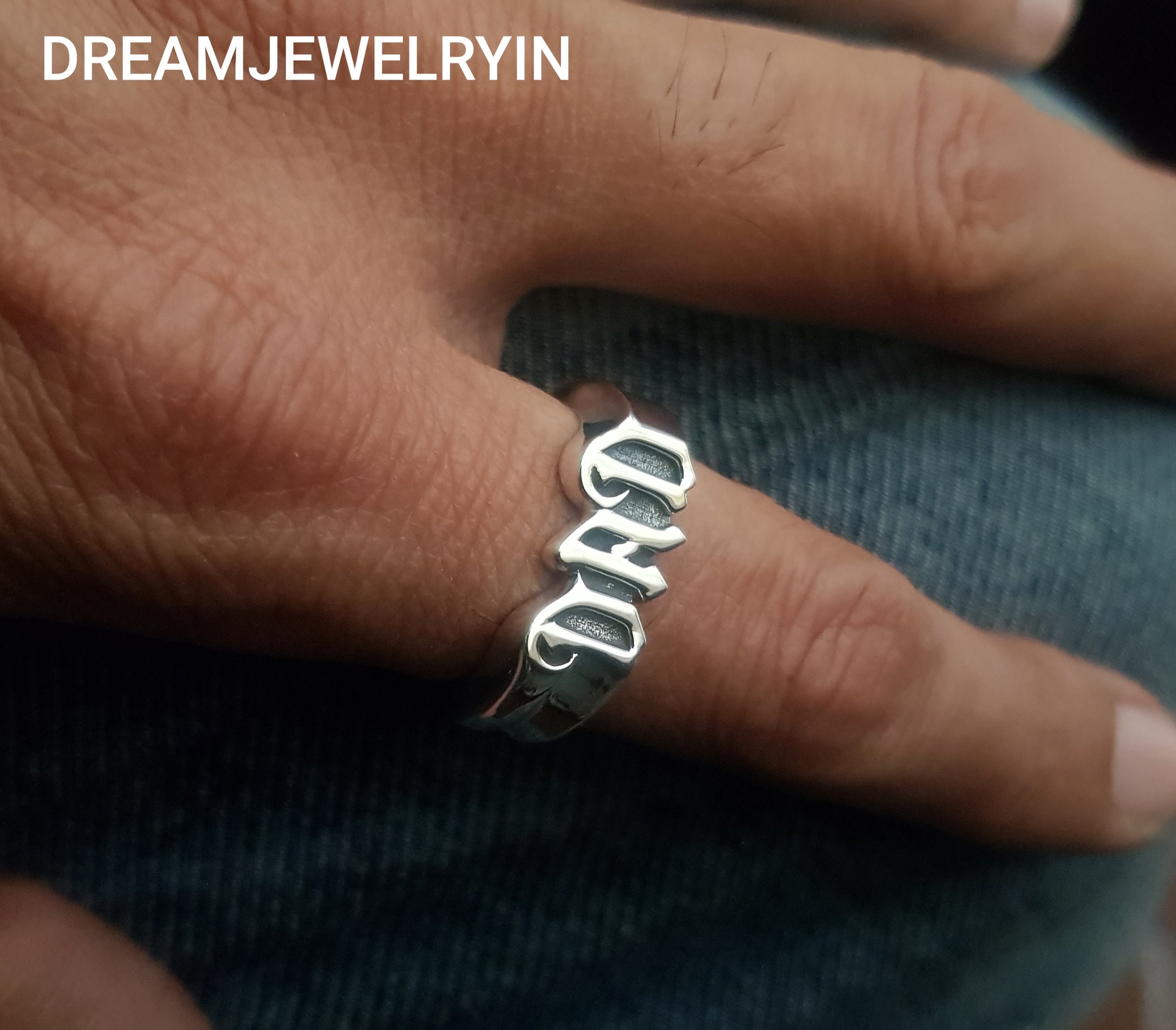 Sterling Silver Dad Ring, Dad Ring, Father Curb, Mum Dad
