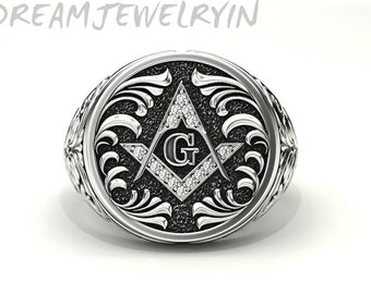 Anello massonico in argento sterling: anello con sigillo per uomo