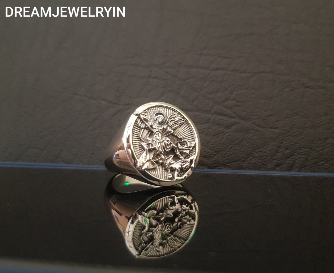 Aartsengel Michael ring 925 sterling zilver heilige Michael ring Aartsengel Michael ring 925 sterling zilver heilige Michael ring
