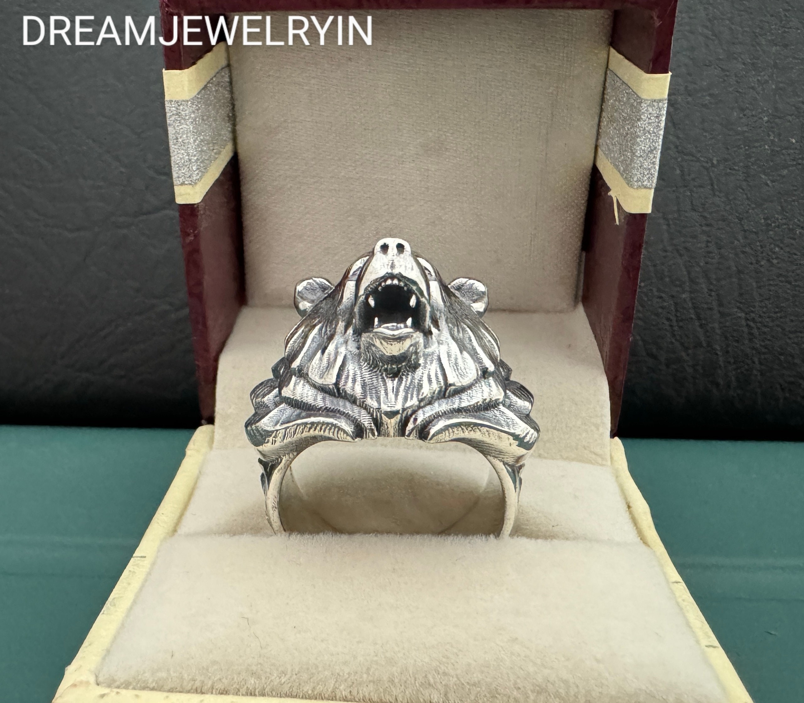 925 Sterling Silver Bear Ring, Animal Signet - Etsy