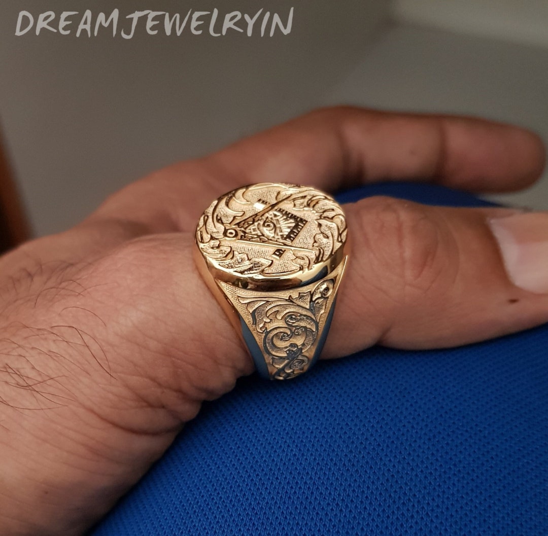 18k Gold Masonic Rings, 10k, 14k Gold Masonic Rings, Freemason Ring, Master Mason Rings, Men