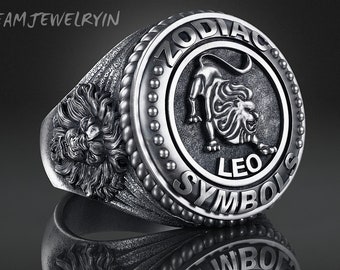 Anillo de plata de ley con el signo Leo: regalo astrológico del horóscopo